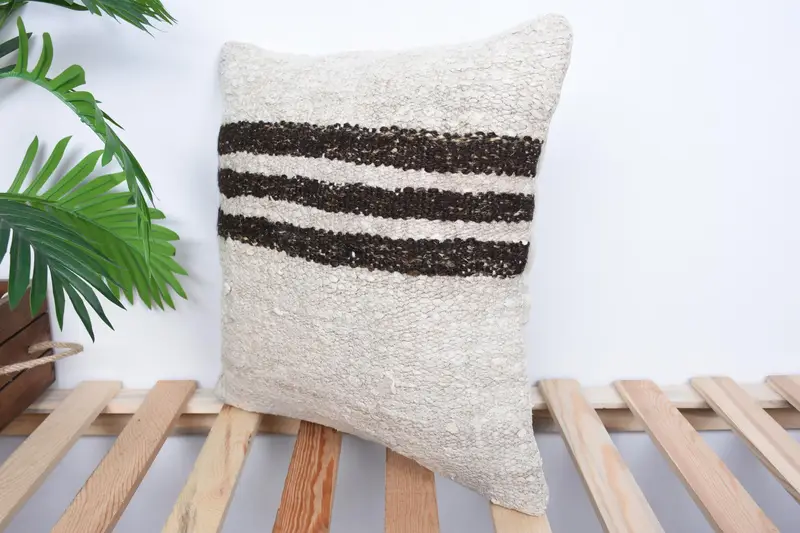 Sofa Bolster Pillow Case, Pillow Case, Gift Pillow, Pillow for Sofa, Ethnical Kilim Rug Pillow, 16x16 White Cushion, Retro Pillow Case - 5
