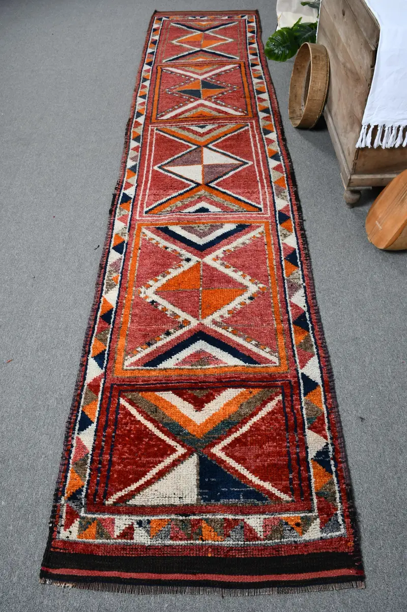 Purple & Beige Polka Dot Rug, 2.7x12.6 ft Chic Decor