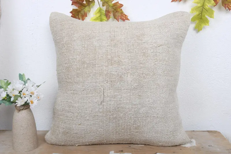 Pillow for Sofa, Accent Pillow Cover, Vintage Kilim Pillow, Kilim Pillow Cover, Neutral Pillow Case, 18x18 Beige Cushion Cover, Pillow Sham - 2