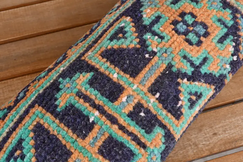 Boho Pillow Sham Cover, Interior Designer Pillow, Pillow Cover, Designer Throw Cushion Cover, Vintage Kilim Pillow, 8x16 Blue Cushion Case - 4