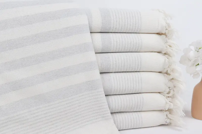 Personalized Gift Box Towel, Custom Beach Towel, Light Gray, Striped, 40x67 Inches