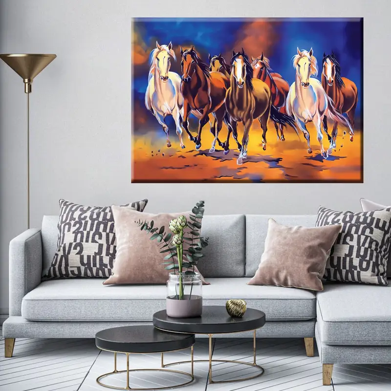 Leinwandkunst, Pferdestein, Pferde, die Leinwand laufen, Pferde Malerei, Tiere Leinwand Kunst, galoppierende Pferde Leinwand, Pferdewandkunst, Wickel -Leinwand - 1