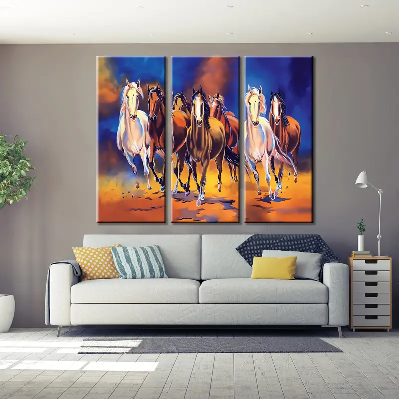 Leinwandkunst, Pferdestein, Pferde, die Leinwand laufen, Pferde Malerei, Tiere Leinwand Kunst, galoppierende Pferde Leinwand, Pferdewandkunst, Wickel -Leinwand - 3