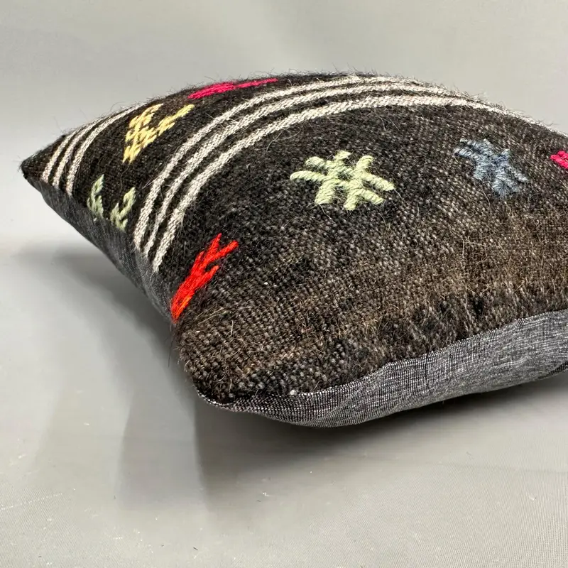 Throw Kilim Pillow, Turkish Pillow, Pillow for Couch, Pillow Cover, 18x18 Brown Cushion, Floor Cushion Case, Decorative Bolster Cushion Case - 6