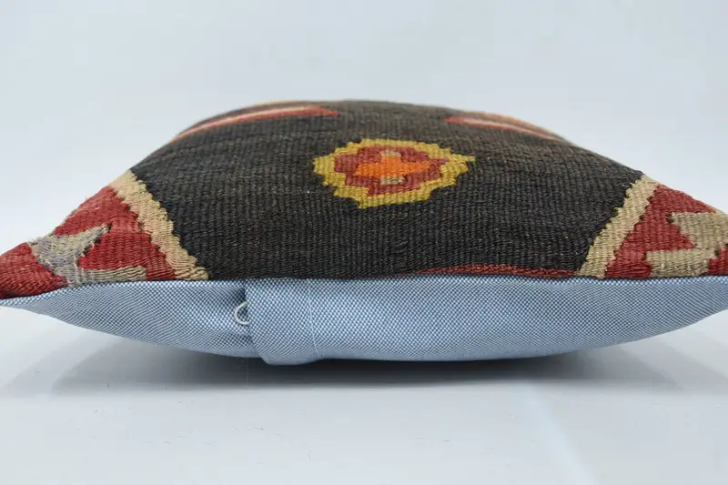 Ikat Pillow Sham, Kilim Cushion Sham, Interior Designer Pillow, Handmade Kilim Cushion, 12x12 Brown Cushion Case, Pillow Cover, Knitted Pillow Cover - 5