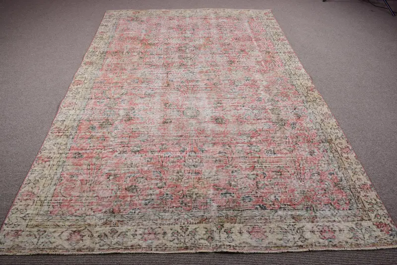 Vintage 6,2x9,6 ft Teppich, türkischer großer Teppich, roter massiver Teppich - 1
