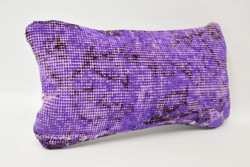Throw Kilim Pillow, Cushion Case, Sustainable Cushion, Home Decor Pillow, Kilim Cushion Sham, Armchair Pillow Case, 8x16 Purple Pillow - 3