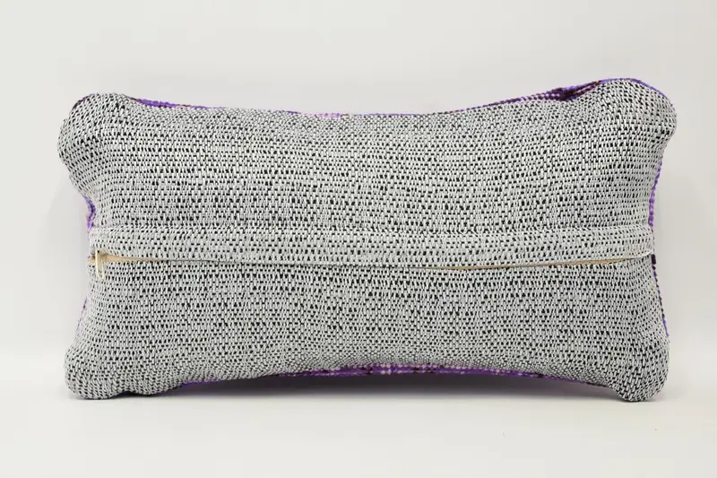 Throw Kilim Pillow, Cushion Case, Sustainable Cushion, Home Decor Pillow, Kilim Cushion Sham, Armchair Pillow Case, 8x16 Purple Pillow - 6