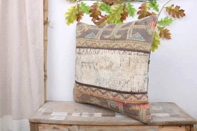 Cotton Cushion Cover, Pillow, Interior Designer Pillow, Gift Pillow, 20x20 Beige Cushion, Kilim Cushion Sham, Wholesale Pillow Case - 5