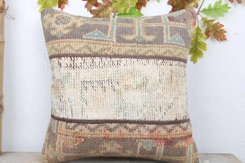 Cotton Cushion Cover, Pillow, Interior Designer Pillow, Gift Pillow, 20x20 Beige Cushion, Kilim Cushion Sham, Wholesale Pillow Case - 2
