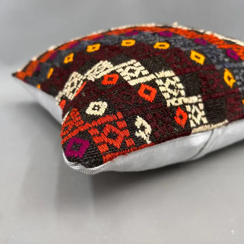 Pillow for Sofa, Boho Pillow Sham Cover, Cushion, Traditional Pillow Cover, Turkish Kilim Pillow, Pattern Throw Pillow, 18x18 Brown Cushion Case - 6