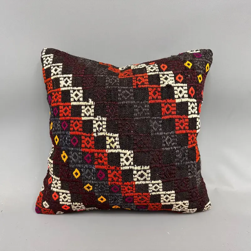 Pillow for Sofa, Boho Pillow Sham Cover, Cushion, Traditional Pillow Cover, Turkish Kilim Pillow, Pattern Throw Pillow, 18x18 Brown Cushion Case - 4