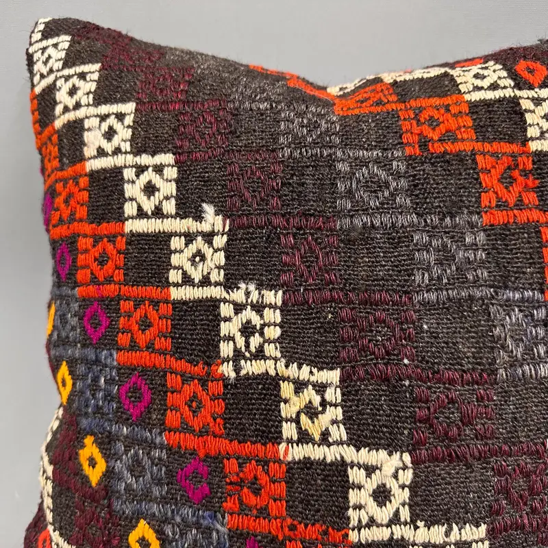 Pillow for Sofa, Boho Pillow Sham Cover, Cushion, Traditional Pillow Cover, Turkish Kilim Pillow, Pattern Throw Pillow, 18x18 Brown Cushion Case - 5