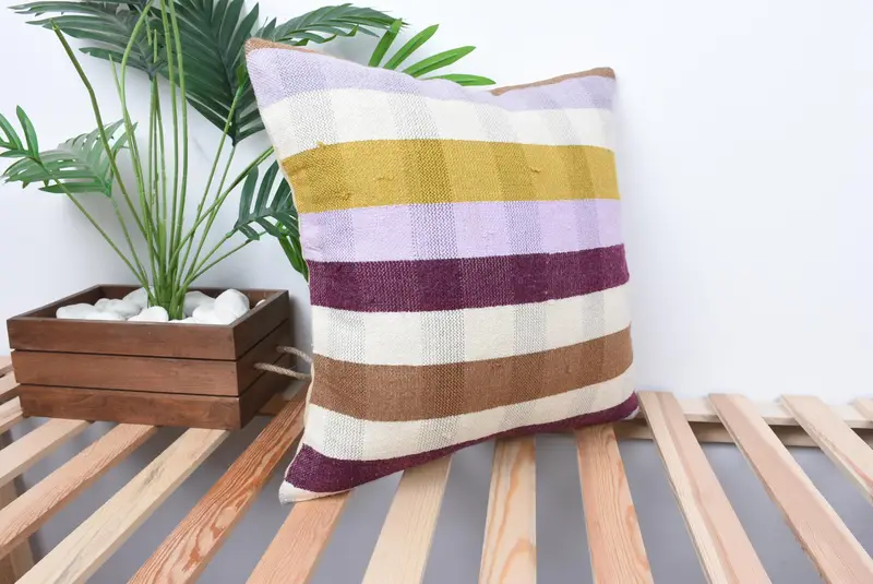 Boho Pillow, Pillow Case, Couch Pillow Cover, Throw Kilim Pillow, 18x18 White Pillow Sham, Kilim Cushion Sham, Aesthetic Pillow Sham - 4