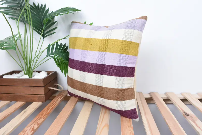 Boho Pillow, Pillow Case, Couch Pillow Cover, Throw Kilim Pillow, 18x18 White Pillow Sham, Kilim Cushion Sham, Aesthetic Pillow Sham - 5