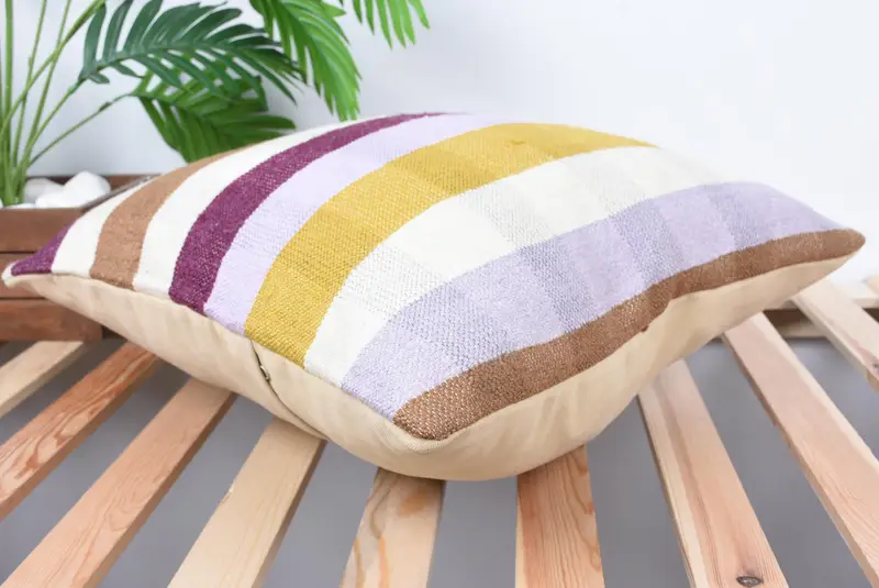 Boho Pillow, Pillow Case, Couch Pillow Cover, Throw Kilim Pillow, 18x18 White Pillow Sham, Kilim Cushion Sham, Aesthetic Pillow Sham - 6