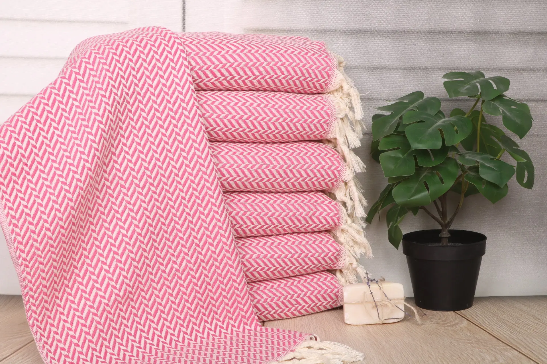 Chevron Dish Towel Fuchsia Cotton, 36x18 Inches - 1
