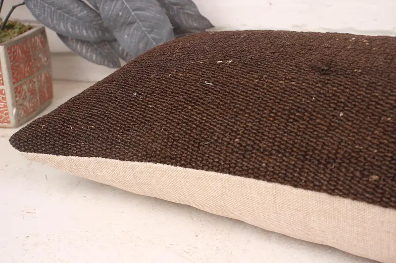 Kilim Pillow, Bolster Throw Pillow Sham, 12x36 Brown Pillow Case, Pillow, Luxury Cushion Case, Turkish Pillow, Turkish Kilim Pillow - 6