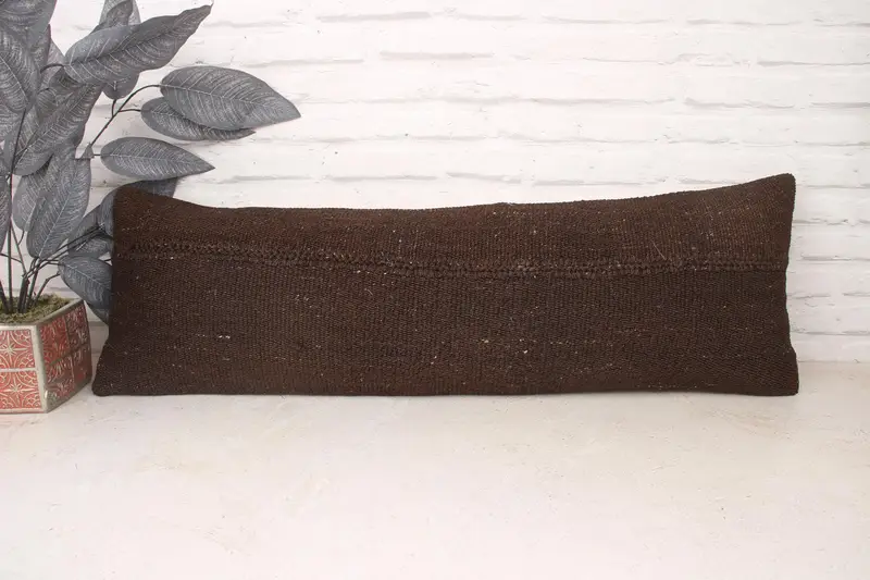 Kilim Pillow, Bolster Throw Pillow Sham, 12x36 Brown Pillow Case, Pillow, Luxury Cushion Case, Turkish Pillow, Turkish Kilim Pillow - 1
