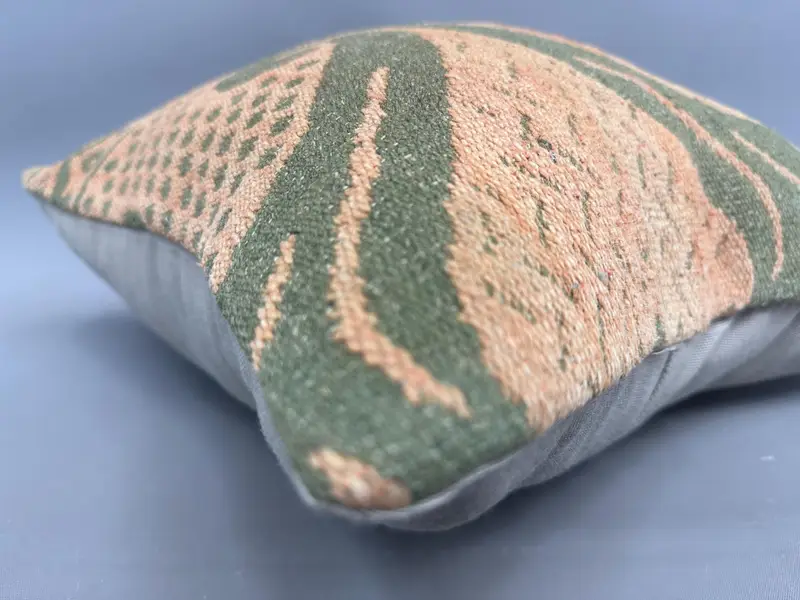 Throw Kilim Pillow, Turkish Kilim Pillow, Office Chair Pillow Sham, Handmade Kilim Cushion, Cushion Case, 18x18 Green Cushion Cover - 6