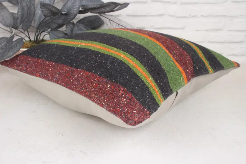 One Of A Kind Pillow Cover, Throw Kilim Pillow, 20x20 Green Cushion, Pillow Sham, Home Decor Pillow, Antique Pillows, Sofa Bolster Cushion Cover - 6