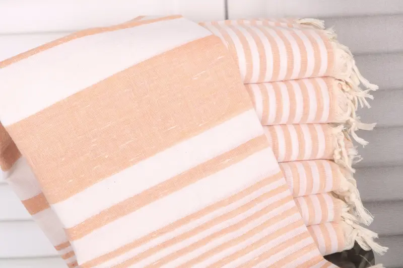 Gift For Her, Striped Towel, 40x71 Inches, Orange Cotton