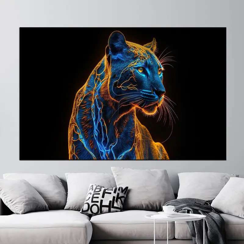 Surreal Panther Canvas: Shining Panther Surrealism Art Print
