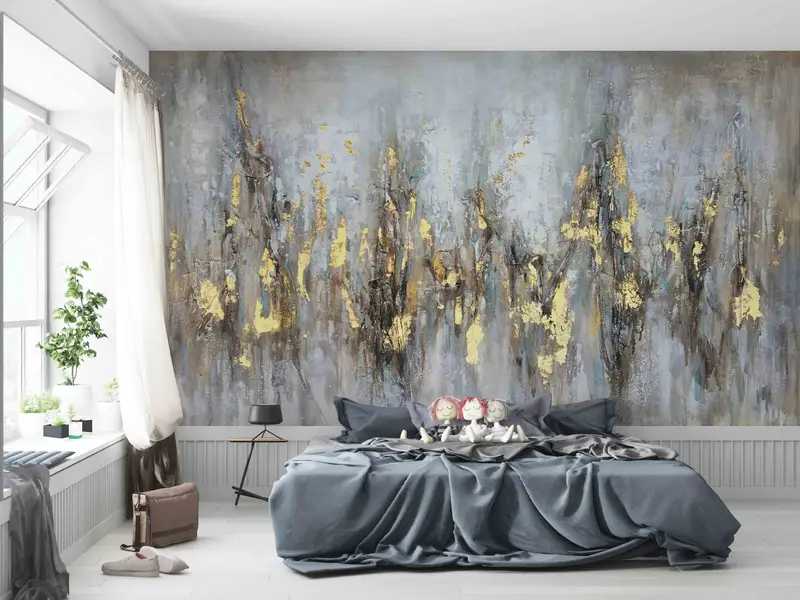 Soft Tones And Gold Digital Paper, Modern Abstract Wallpaper, Modern Paper Craft, Contemporary Wall Decals, Stick On Wallpaper Art Deco, - 4