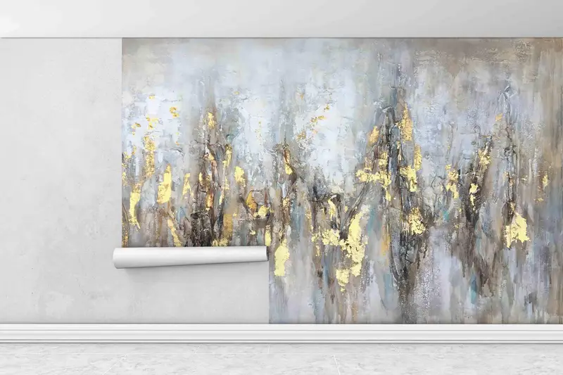 Soft Tones And Gold Digital Paper, Modern Abstract Wallpaper, Modern Paper Craft, Contemporary Wall Decals, Stick On Wallpaper Art Deco, - 2