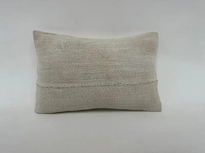 Ethnical Kilim Rug Pillow, Authentic Pillow Case, 12x20 White Pillow Sham, Decorative Throw Cushion, Vintage Pillow, Cushion Case, Home Decor Pillow - 1
