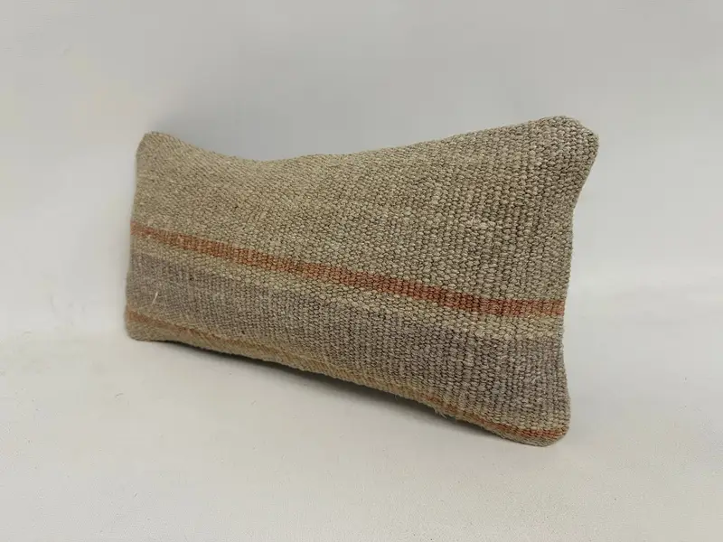 Kilim Cushion Sham, Throw Kilim Pillow, Pattern Throw Cushion Cover, Vintage Kilim Throw Pillow, 8x16 Beige Pillow Case, Pillow Cover - 4