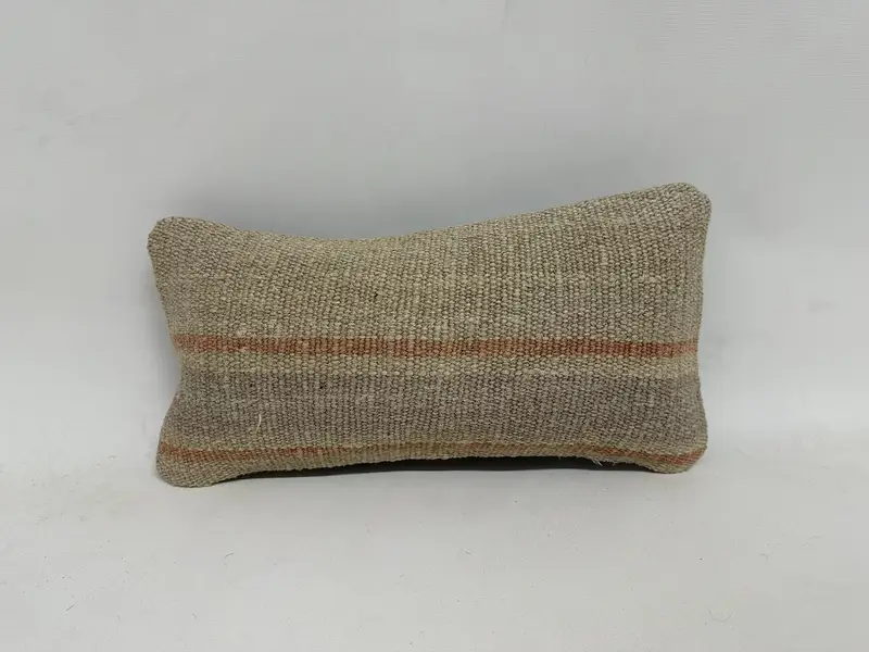 Kilim Cushion Sham, Throw Kilim Pillow, Pattern Throw Cushion Cover, Vintage Kilim Throw Pillow, 8x16 Beige Pillow Case, Pillow Cover - 1