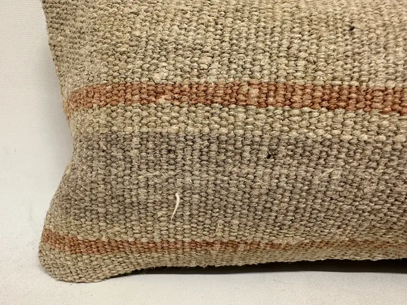 Kilim Cushion Sham, Throw Kilim Pillow, Pattern Throw Cushion Cover, Vintage Kilim Throw Pillow, 8x16 Beige Pillow Case, Pillow Cover - 2