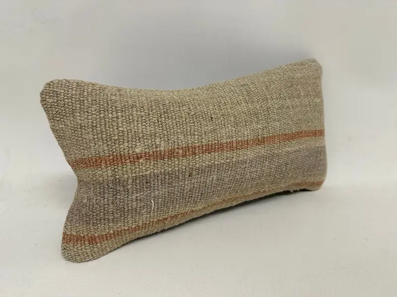 Kilim Cushion Sham, Throw Kilim Pillow, Pattern Throw Cushion Cover, Vintage Kilim Throw Pillow, 8x16 Beige Pillow Case, Pillow Cover - 3