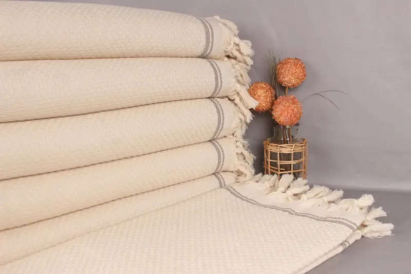 94x92 Cotton Striped Towel, Organic Throw, Turkish Cotton Blanket, Halloween Gifts, Decorative Blanket, Wedding Favors, Monogram Blanket - 1