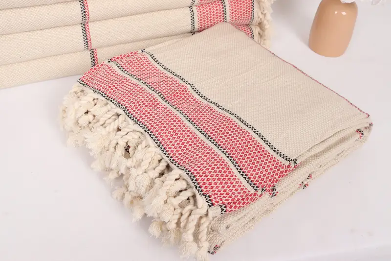 Custom Blanket, Turkish Bedspread, Tablecloth, 104x96 Cotton Striped Towel, Decorative Blanket, Valentines Day Gift For Him, Best Wedding Gift - 5