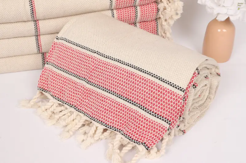 Custom Blanket, Turkish Bedspread, Tablecloth, 104x96 Cotton Striped Towel, Decorative Blanket, Valentines Day Gift For Him, Best Wedding Gift - 4