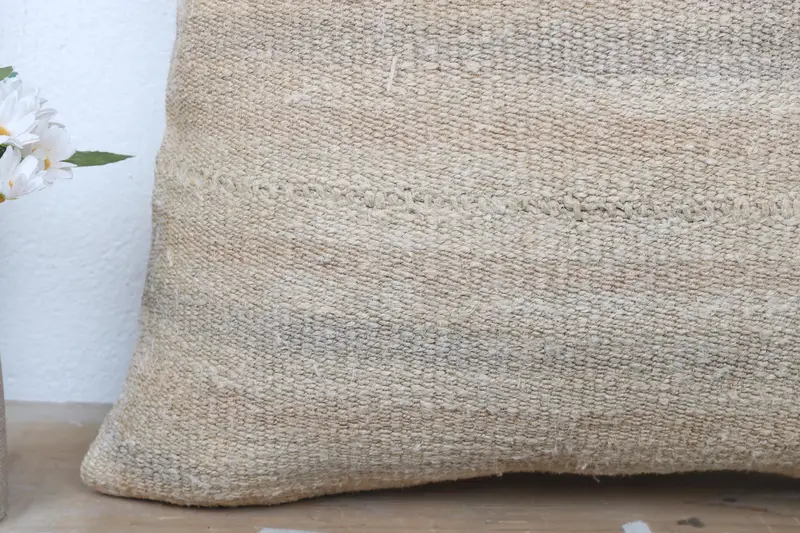 Turkish Kilim Pillow, 20x20 Beige Pillow, Ethnical Kilim Rug Pillow, Wholesale Pillow Case, Nautical Throw Cushion Case, Boho Pillow, Cushion - 3