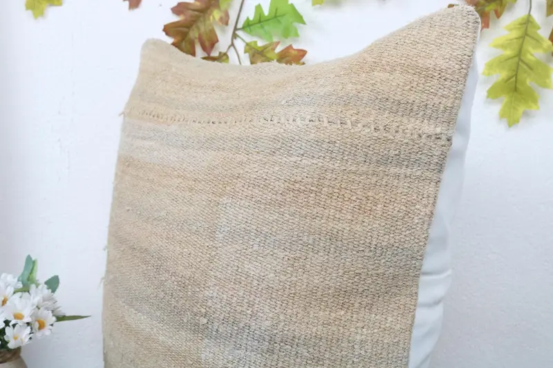 Turkish Kilim Pillow, 20x20 Beige Pillow, Ethnical Kilim Rug Pillow, Wholesale Pillow Case, Nautical Throw Cushion Case, Boho Pillow, Cushion - 5