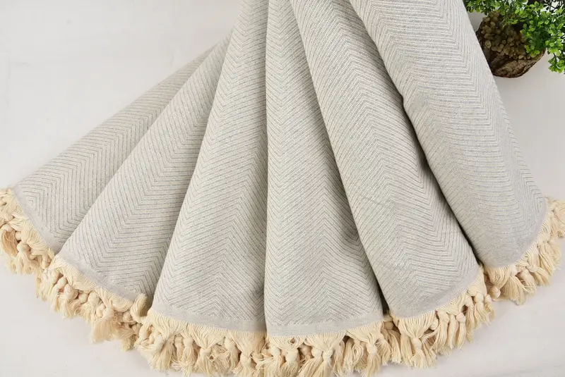 Custom Wedding Gift From Bridesmaid, Woven Blanket, 84x68 Cotton Zig zag Towel, Throw Blanket Couch, Bridal Shower Gift, Organic Throw, Couch Cover - 4