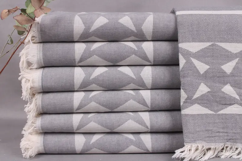 Personalized Turkish Beach Towel Organic Cotton, Dark Gray, 36x67 Inches