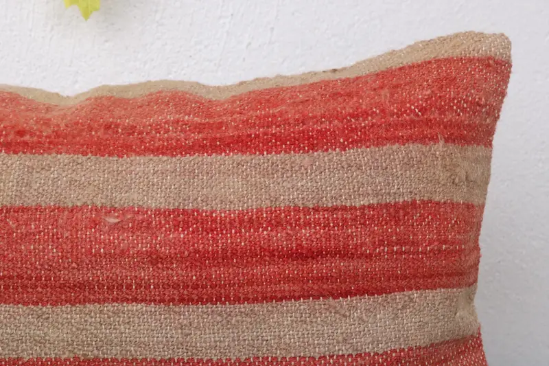 Oriental Pillow Sham, Tribal Cushion Cover, 12x20 Red Cushion, Vintage Pillow, Boho Pillow, Armchair Pillow, Pillow Sham, Ethnical Kilim Rug Pillow - 5