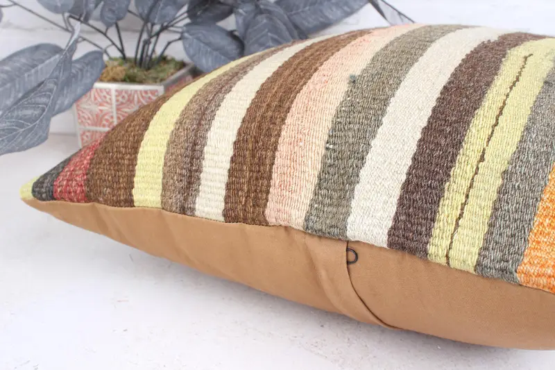 Bed Pillow, Home Decor Pillow, Cushion Cover, 18x18 Yellow Pillow Cover, Turkish Bench Pillow, Kilim Pillow Cover, Vintage Pillow - 7