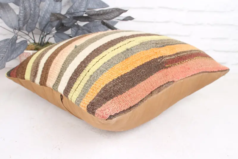 Bed Pillow, Home Decor Pillow, Cushion Cover, 18x18 Yellow Pillow Cover, Turkish Bench Pillow, Kilim Pillow Cover, Vintage Pillow - 6