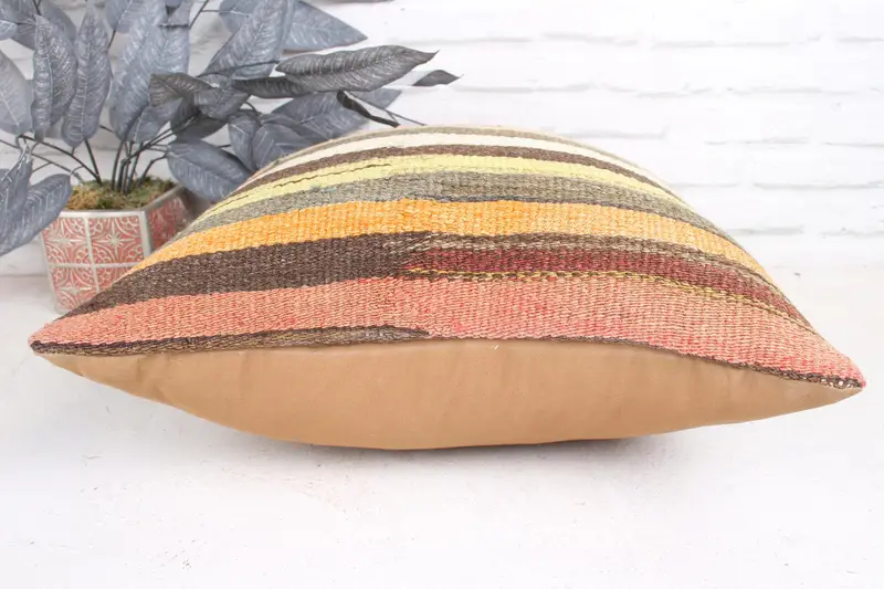 Bed Pillow, Home Decor Pillow, Cushion Cover, 18x18 Yellow Pillow Cover, Turkish Bench Pillow, Kilim Pillow Cover, Vintage Pillow - 5
