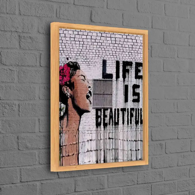 ライフ イズ ビューティフル バンクシー ウーマン グラフィティ キャンバス プリント