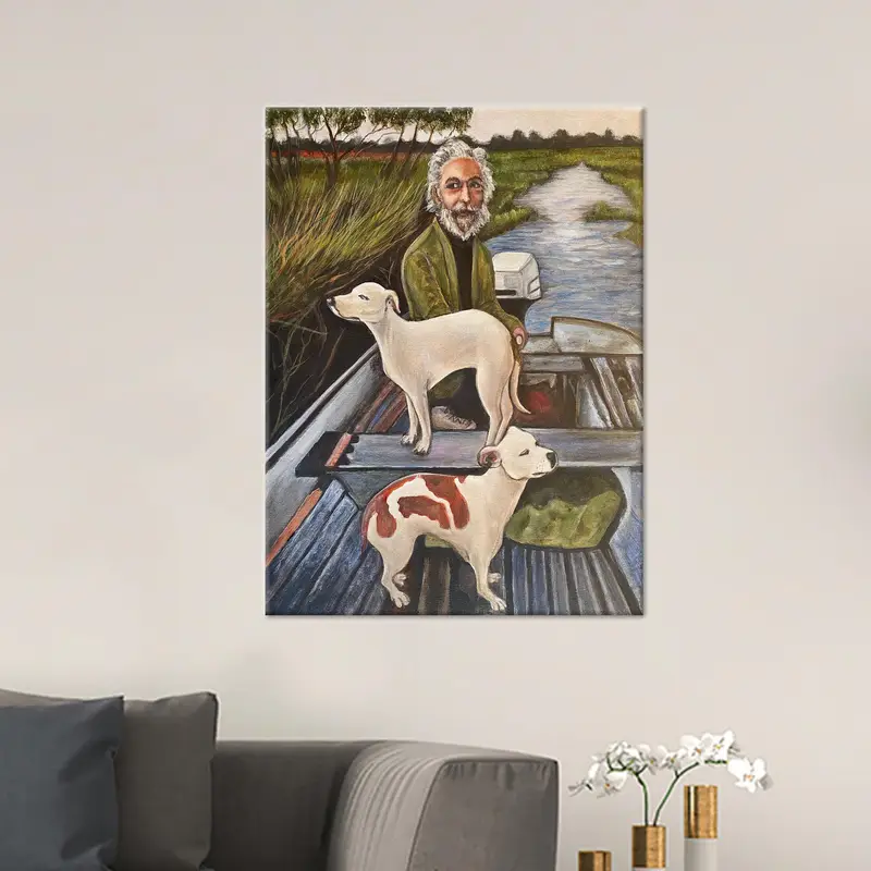 Canvas Art: Old Man & Dog - A Timeless Bond