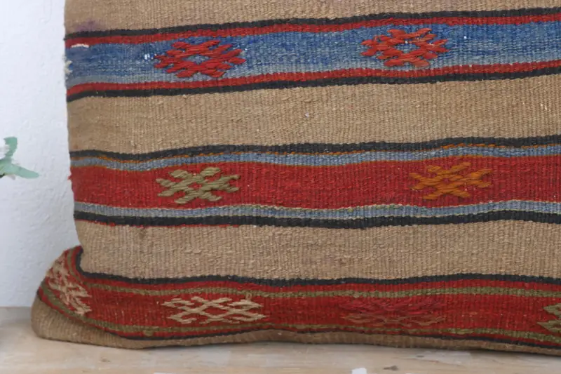 Turkish Pillow, Kilim Pillow Cover, Patio Pillow, Wool Kilim Pillow Pillow Cover, Pillow Sham, Kilim Cushion Sham, 24x24 Red Pillow Sham - 3