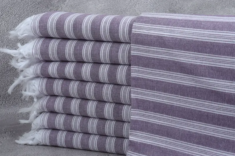 Beach Towel Turkish Cotton Purple Stripes, 40x71 Inches