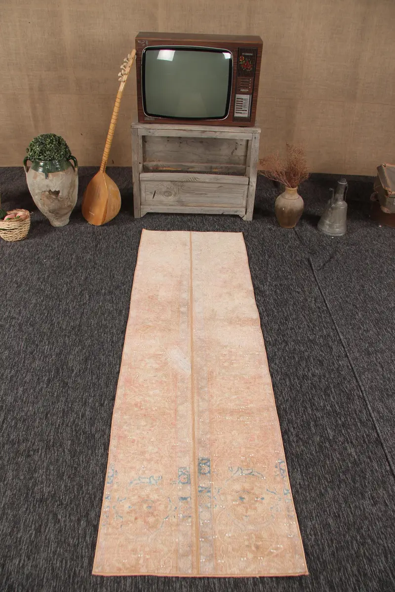 2,1x6,8 ft Teppich, türkischer Vintage-Teppich, brauner Oushak-Wollteppich - 1